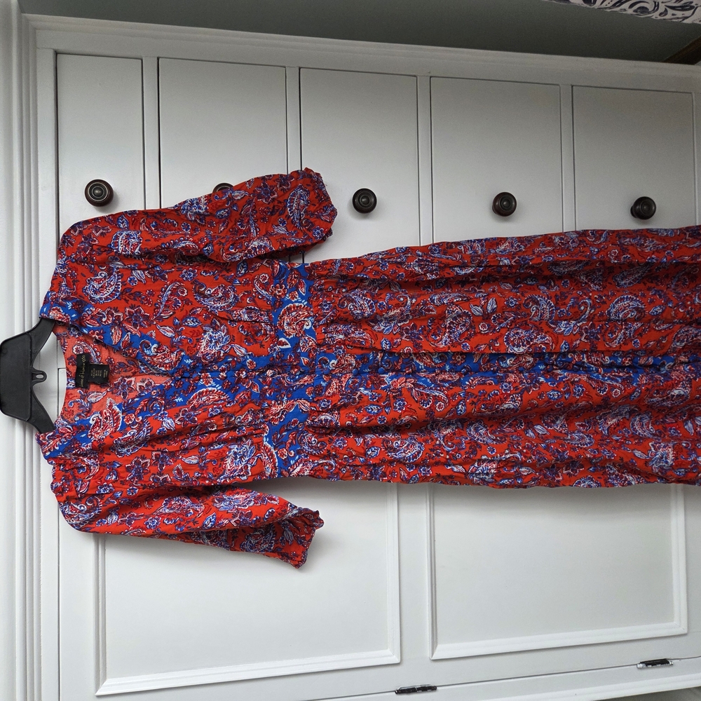 House of Harlow 1960 Red and Blue Paisley Maxi Dress